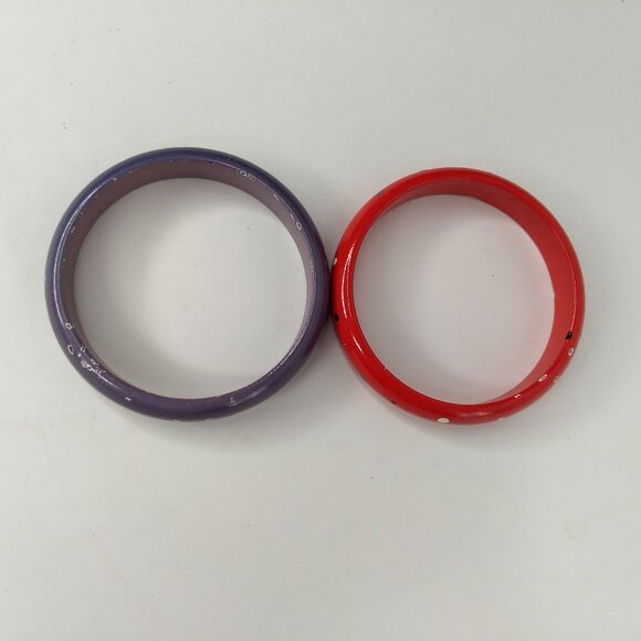 Painted Wood Stacking Bangle Bracelet Lot Purple Red 80s 90s Retro Kidcore Fun - Picture 7 of 15